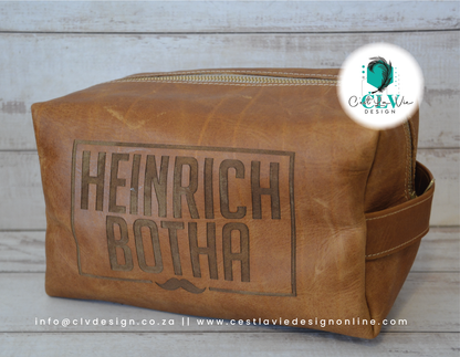 GENUINE LEATHER  BOX TOILETRY BAG