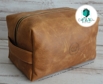 GENUINE LEATHER  BOX TOILETRY BAG