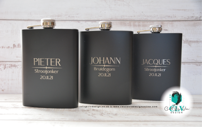 PERSONALISED MATTE BLACK HIP FLASK