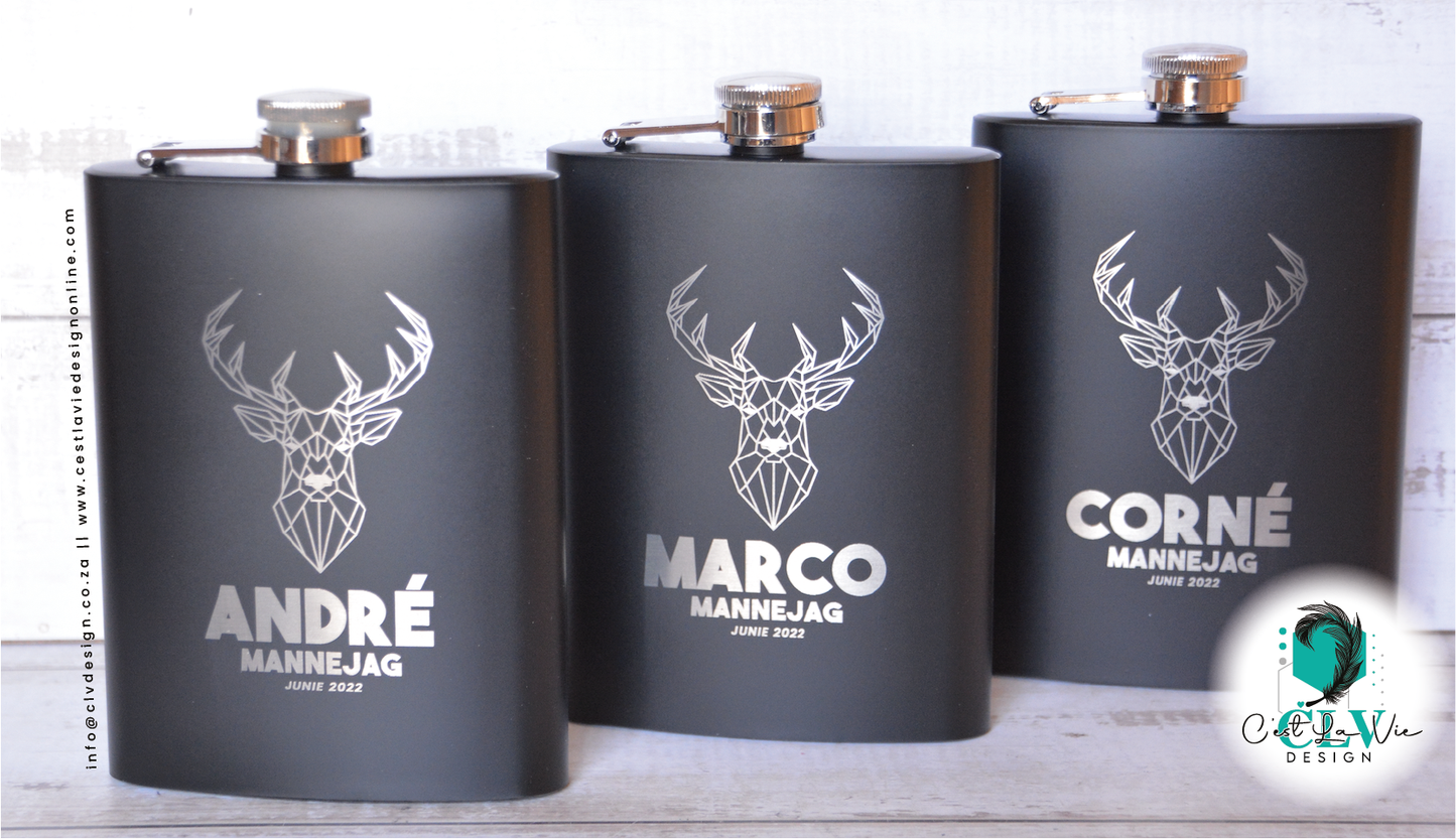 PERSONALISED MATTE BLACK HIP FLASK