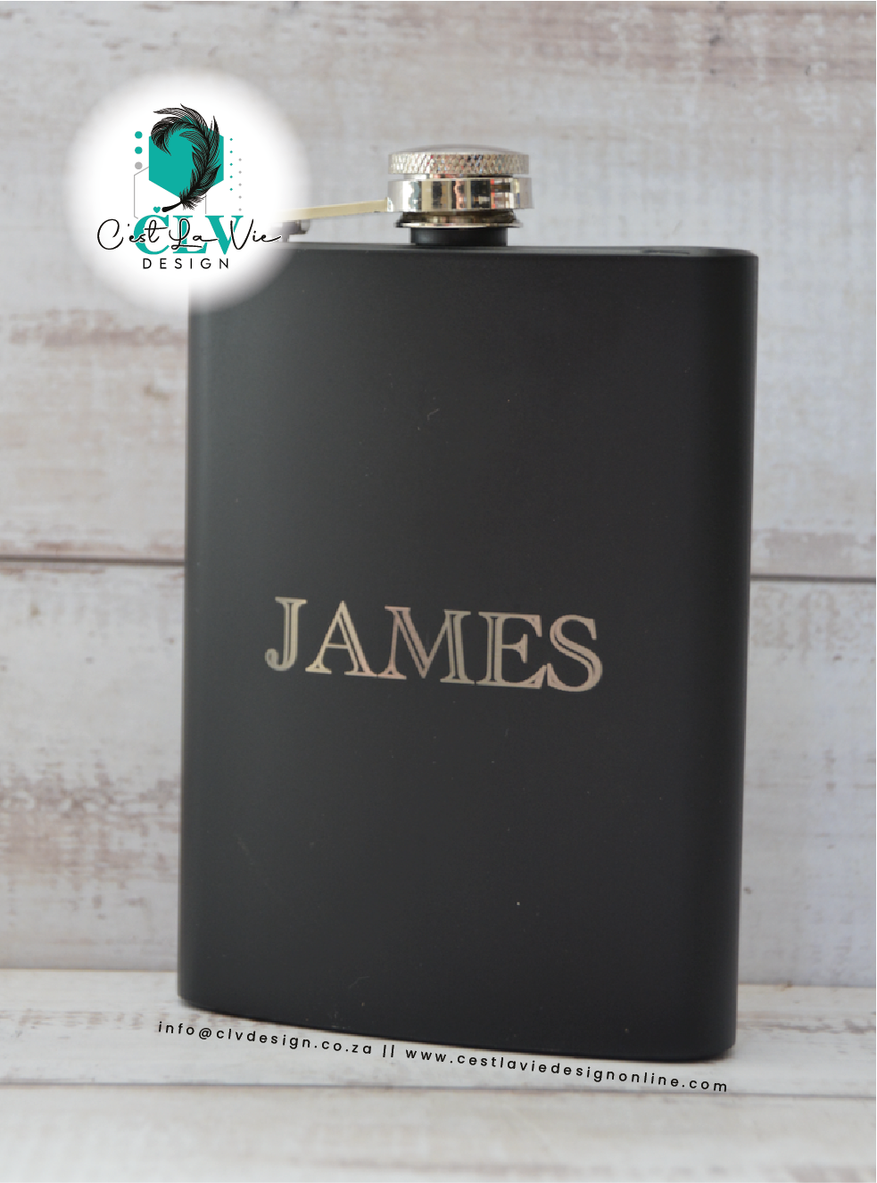 PERSONALISED MATTE BLACK HIP FLASK