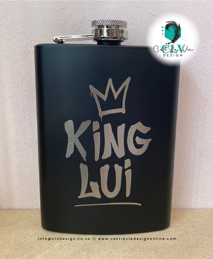 PERSONALISED MATTE BLACK HIP FLASK