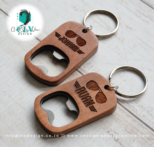 WOODEN BOTTLE OPENER KEYHOLDER